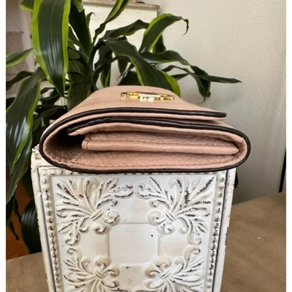 Michael Kors Fulton Flap Continental Light Tan Pebble Leather MK Wallet